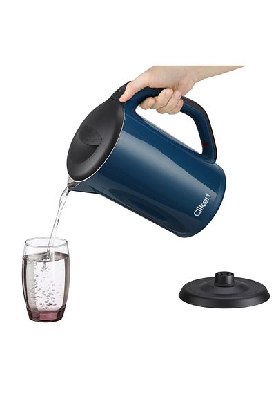 CLIKON 1.7L, 1800W, food-safe plastic, overheat protection, fast boil, 2-year warranty.