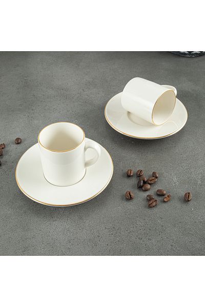 Aryıldız Hera Gold 4 Piece Turkish Coffee Cup Set for 2 People