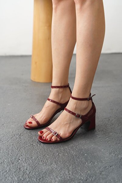 MODAADAM Women's Cobes Long Heeled Shoes - Burgundy-Patent Patent