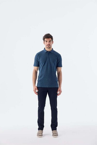Jakamen Μπλουζάκι με γιακά πόλο Navy Blue Slim Fit 100% βαμβάκι