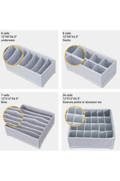 HALAMODO 4-Piece Underwear Organizer Storage Box Set Multicolour