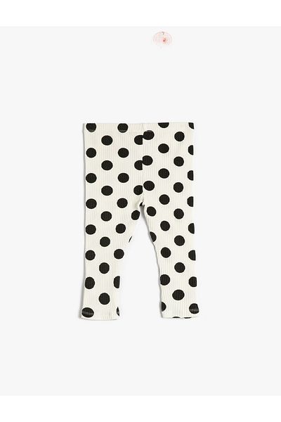 Koton Ribbed Leggings Polka-Dot Patterned Elastic Waistband Cotton