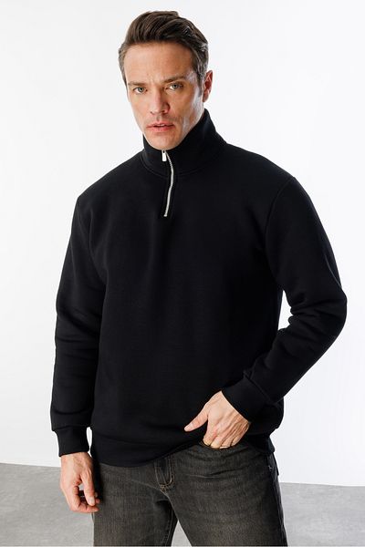 GENIUS STORE Φούτερ Unisex Φούτερ με χαλαρή εφαρμογή από βαμβακερό φλις εσωτερικά με μισό φερμουάρ γιακά