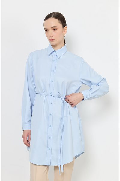 Fatma Atasoy Cămașă Baby Blue cu cravată
