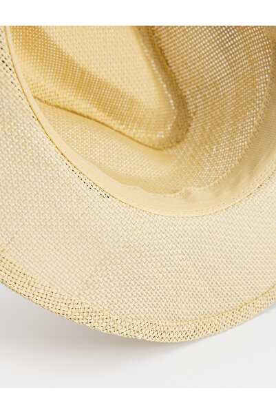 Koton Straw Fedora Hat with Ribbon Detail