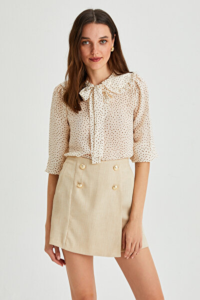 Park Karon Pantaloni scurți și fuste texturate cu detaliu cu nasturi pentru femei