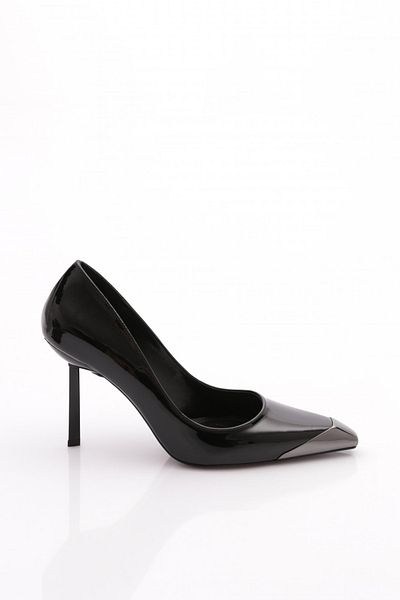 DGN Pantofi de dama cu toc inalt din piele lacuita neagra 88142859