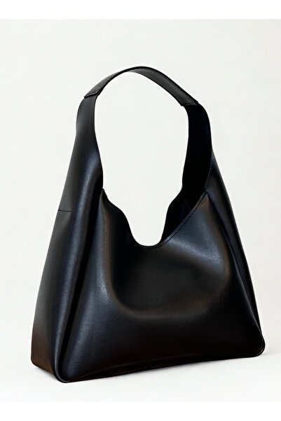 fular & bags Geantă neagră de mână și de umăr pentru femei, cu închidere rapidă și compartimente interioare cu fermoar