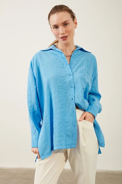 Park Karon Cămașă albastră Saks oversize pentru femei