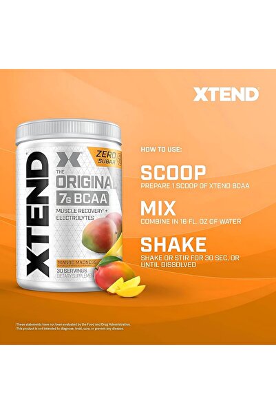 Scivation XTEND Original BCAA Powder With Electrolytes for Hydration & Muscle Repair Mango - 30 Servings