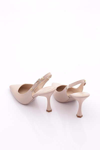 DGN Kadın Sivri Burun Topuklu Ayakkabı Bej 61583534