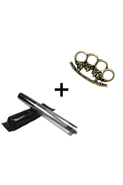 Depox Sada teleskopických ocelových holí, stříbrná, 64 cm a krabička s lebkou