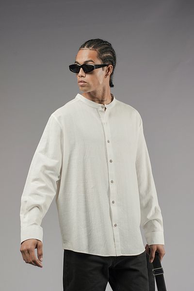Butik TREND WE Judge Collar Βαμβακερό λινό ύφασμα κανονικό ανδρικό πουκάμισο