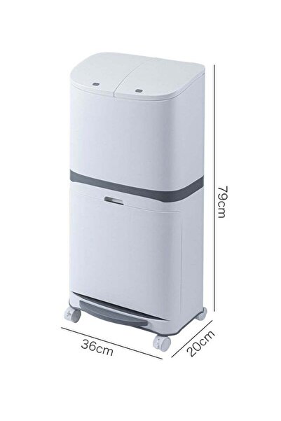 Yelajoy 2 Tier Kitchen Waste Bin, With Removable Wheels, Wet and Dry Sorting, 36x79x20cm, For Kitchen