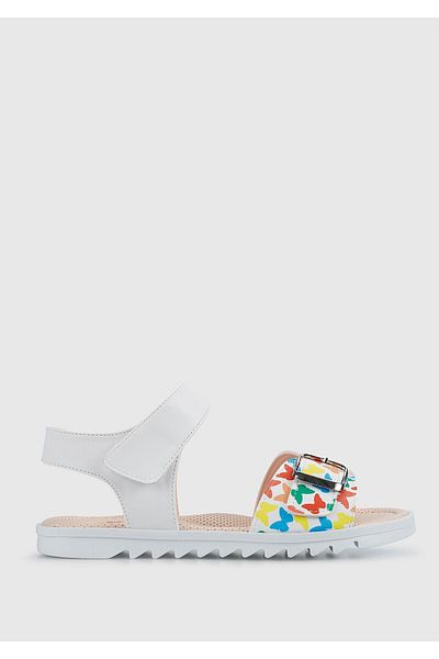 Kiddo White Flat Sandals for Girls