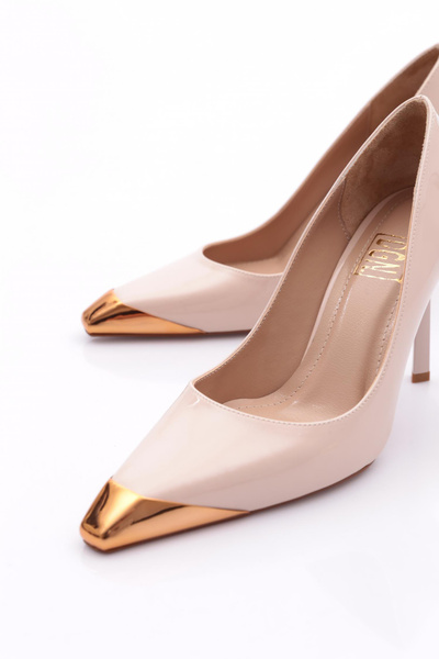 DGN Kadın Topuklu Ayakkabı Bej Rugan 88142859