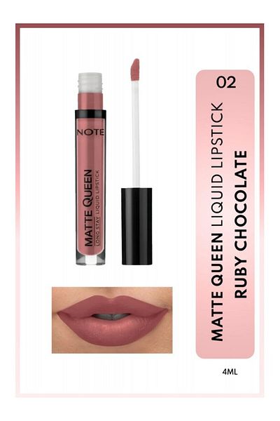 NOTE Matte Queen Lipstick Ruj Lichid Mat Rezistent - 02 Ruby Chocolate - Roz