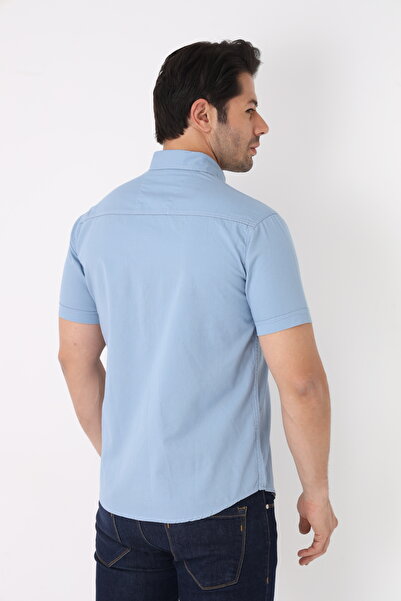 Cordial Erkek Pamuklu Regular Fit Kısa Kol Çift Cep Kapaklı Gömlek