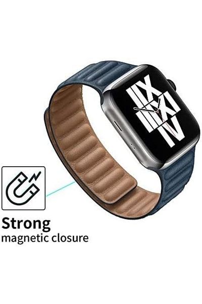 Generic حزام جلدي مغناطيسي متوافق مع ساعات Apple Watch Series 10/Ultra 2/9/8/7/6/SE، حزام أنيق