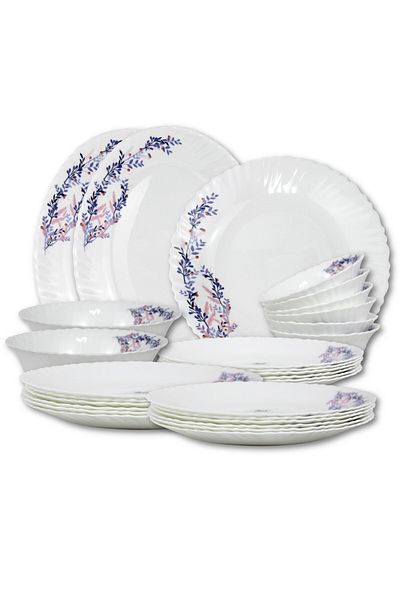 Melrich 28 Pcs Opal ware Dinnerware set Dinner Salad Dessert Soup Bowls Plates Microwave safe