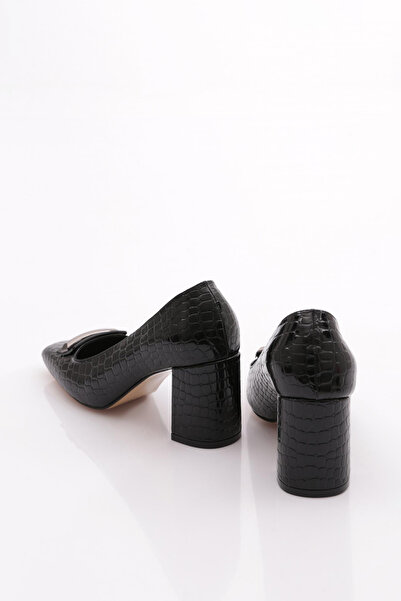 DGN Kadın Topuklu Ayakkabı Siyah Croco 213122621