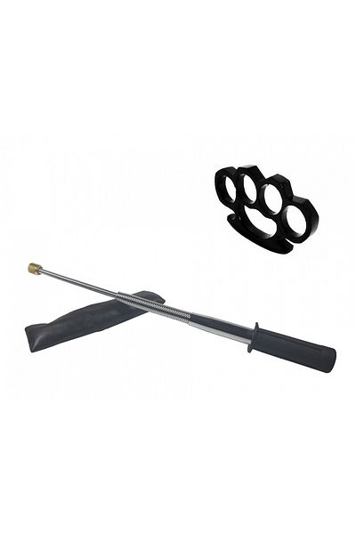 Depox Set bastoane telescopice argintii flexibile, maner din cauciuc, 47 cm + cutie neagra 0,5 cm grosime