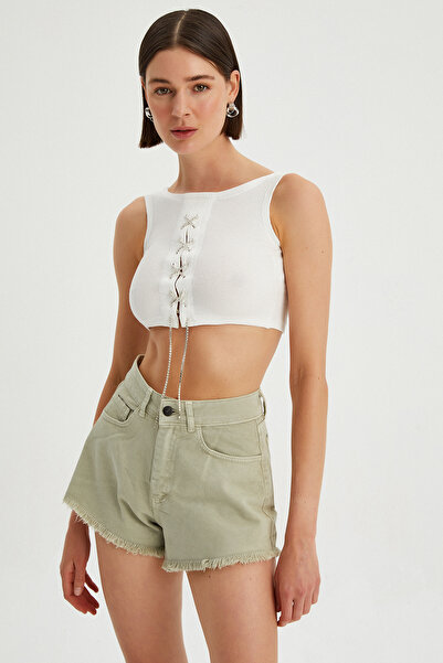 Park Karon Women's Front Chain Lacing Sleeveless Crop Body