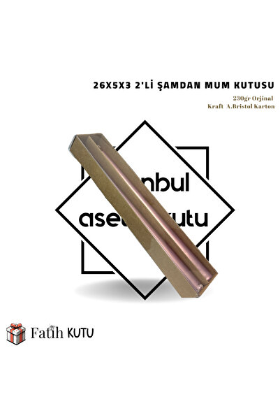 Fatih Kutu 26x5x3 2'li Şamdan Mum Kutusu Kraft [ Demonte 10 Adet ]