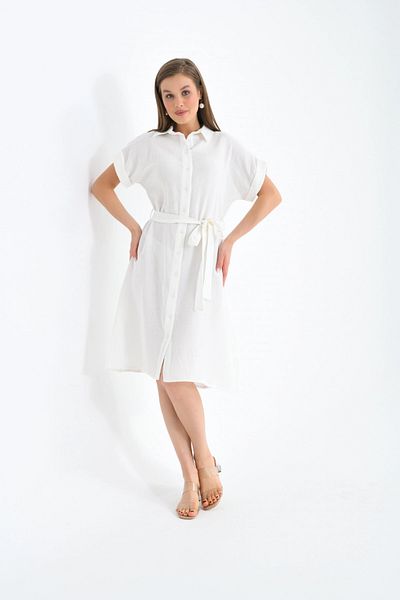 Park Karon Half Sleeve White Dress