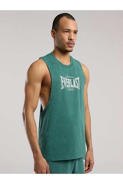 EVERLAST تانك بدون أكمام باللون الأخضر الداكن للرجال من أوثنتيك بوكسينج أوفركسيز