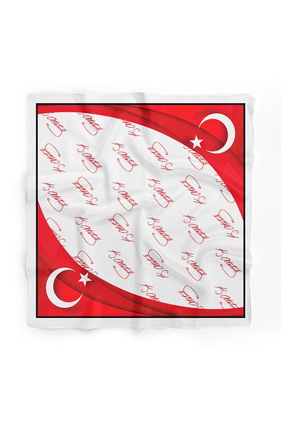 TUA K.Ataturk Signed Turkish Flag Pattern Bandana/Scarf