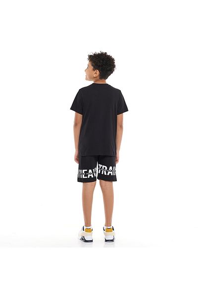 Victor and Jane Senior Boys' Slogan Print Set - Black