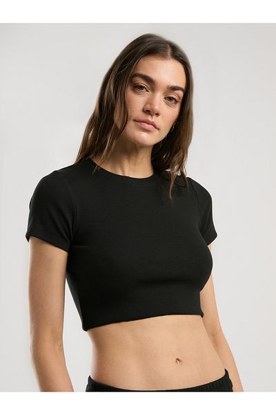 EVERLAST Tricou Crop pentru femei Ever Relaxed Rib Siayh