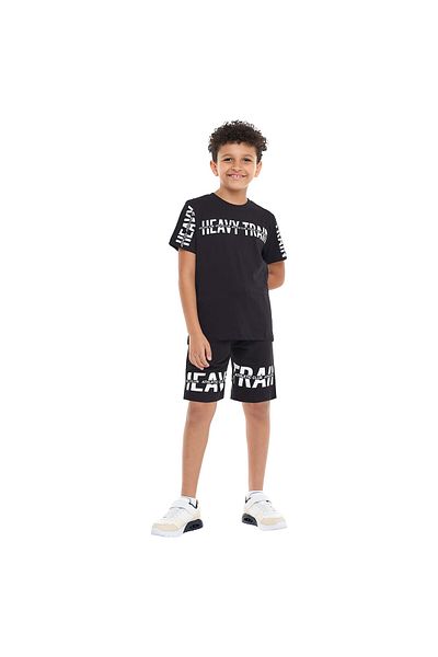Victor and Jane Senior Boys' Slogan Print Set - Black