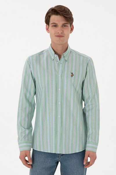 U.S. Polo Assn. Ανδρικό πράσινο μακρυμάνικο πουκάμισο 50299980 -VR054