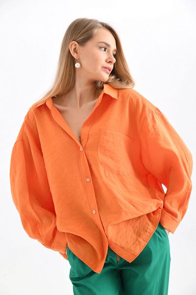 Park Karon Cămașă de bază oversize, 100% bumbac, cu mânecă lungă