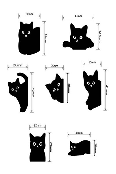 Yelajoy Magnetic Bookmarks Set, Pack of 6, Cute Cat, For Teachers, Students, Book Lovers, Black