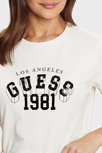 Guess MARTINA SS T-SHIRT Γυναικείο Κρεμ μπλουζάκι V5RI06I3Z14-G6K5