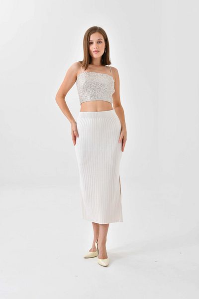 Park Karon Long Slit Pencil Knitwear Skirt