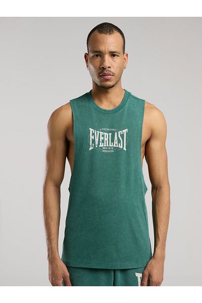 EVERLAST تانك بدون أكمام باللون الأخضر الداكن للرجال من أوثنتيك بوكسينج أوفركسيز