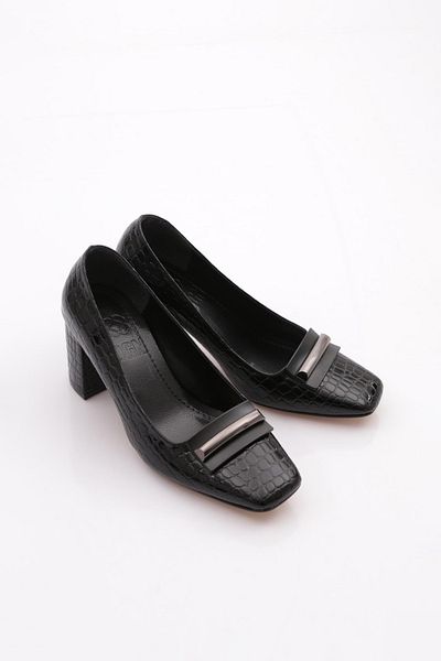 DGN Pantofi de damă cu toc înalt Black Croco 213122621