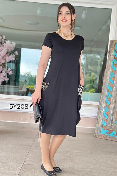 İnce Topuk Viscose Combed Fabric Bag Dress 5Y208