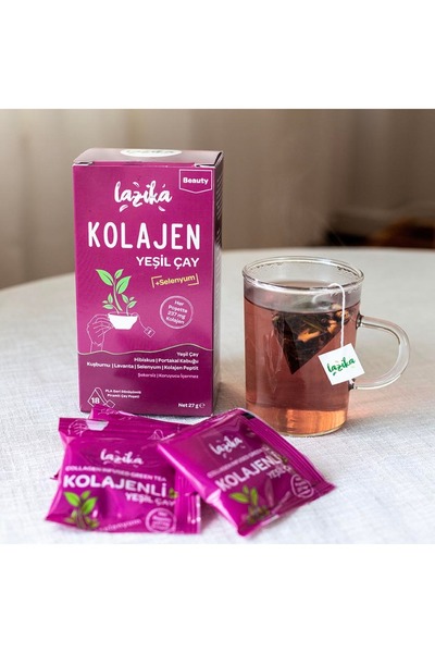 LAZİKA (3'LÜ SET) Avantajlı Kolajenli Yeşil Çay Seti-Cilt ve Eklem Sağlığı,Hibiskus,Kuşburnu,Selenyum...