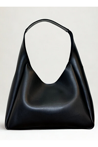 fular & bags Geantă neagră de mână și de umăr pentru femei, cu închidere rapidă și compartimente interioare cu fermoar