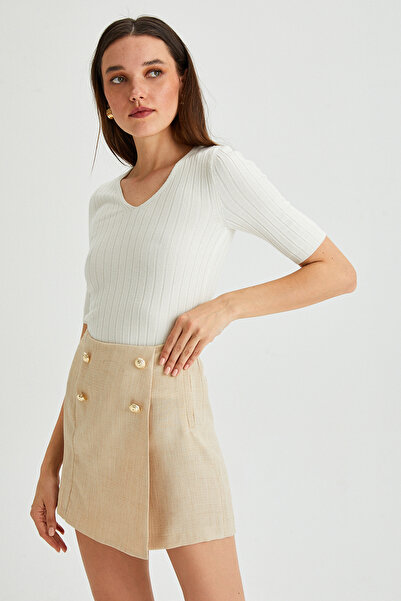 Park Karon Pantaloni scurți și fuste texturate cu detaliu cu nasturi pentru femei