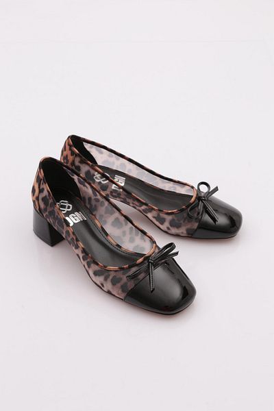 DGN Pantofi de damă cu toc înalt din piele neagră leopard 6662535