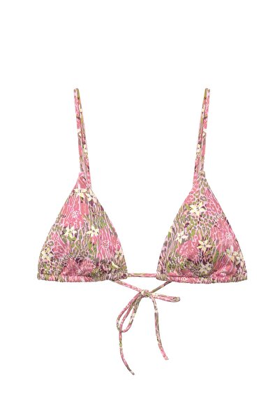 Pull & Bear Çiçekli ve leopar desenli bikini üstü