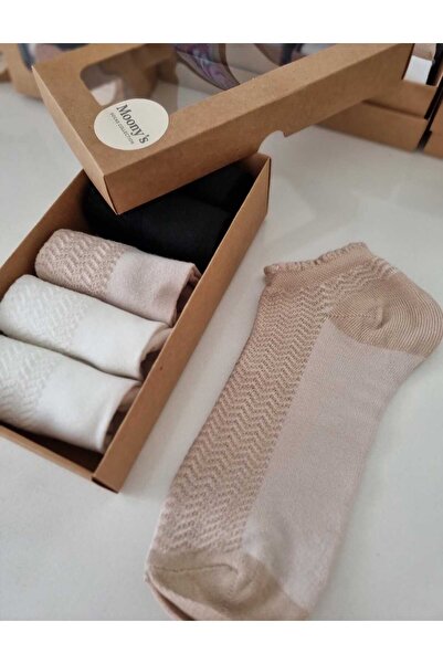 Moonys Socks Collection Комплект дамски чорапи за маратонки в черно, кремаво и телесно