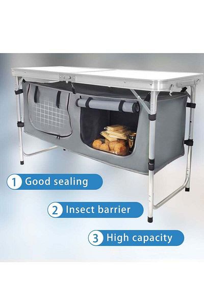 COOYA Folding Camping Table, With Storage Bag, 120x47x70cm, Suitable for Camping, Beach, Travel, Backyard