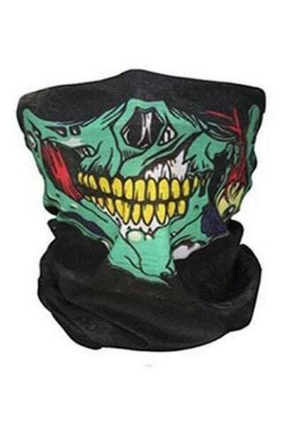 HALAMODO Skull Pattern Face Mask Headband Motorcycle Headwear Multi-Functional Scarf Neck Warmer Dust-Proof M